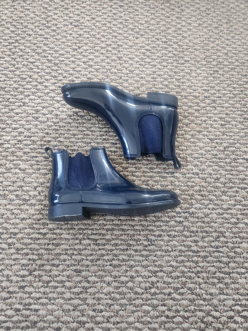Henry Ferrera Navy Gloss Chelsea Ankle Rain Booties Size 39 Minimalist